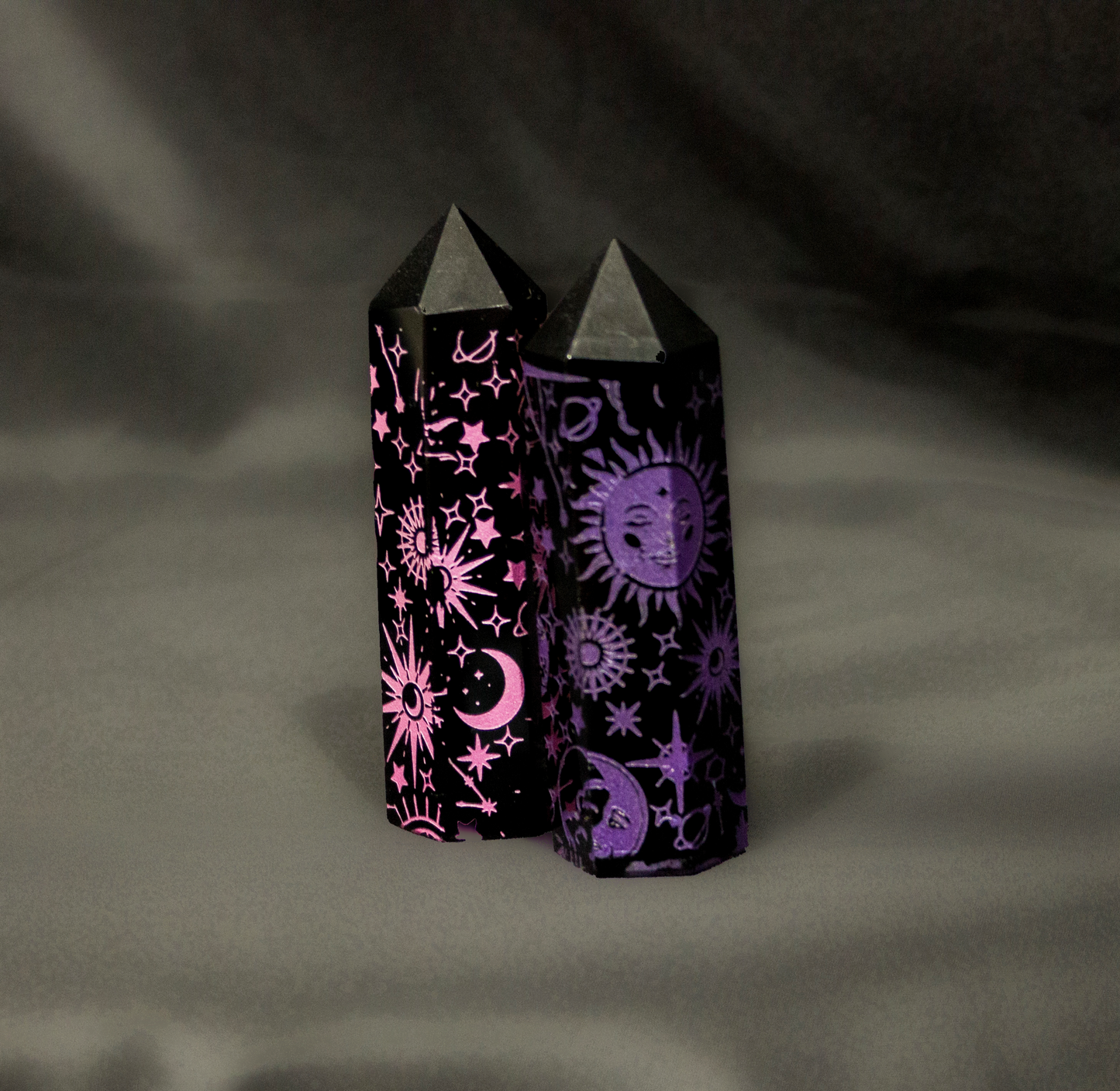 Black Obsidian Tower with Carving