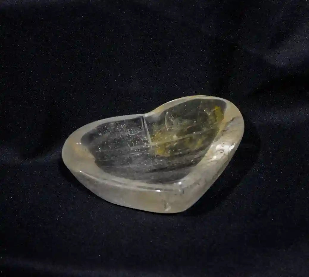 Clear Quartz Heart Bowl with Golden Healer