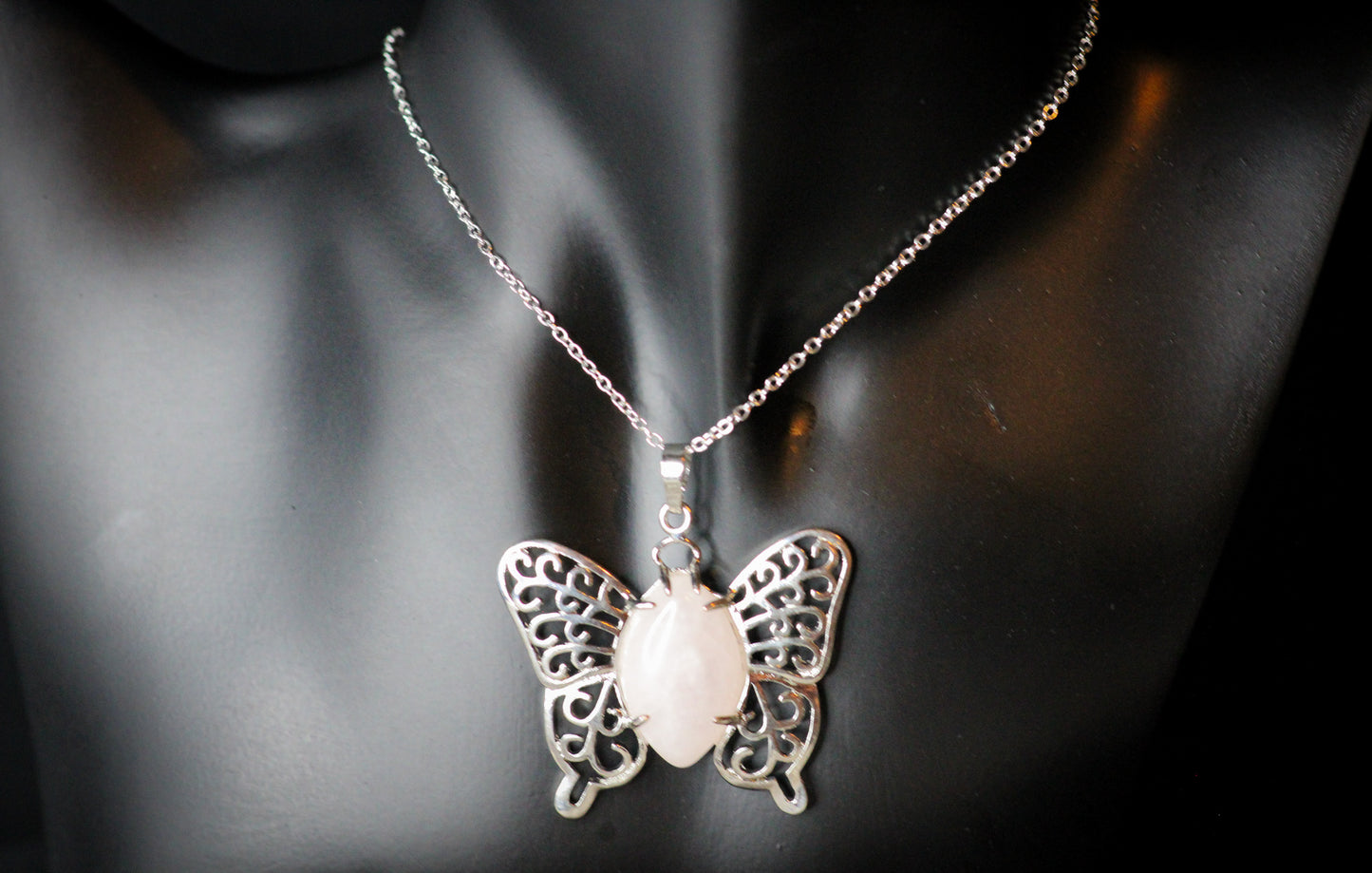 Rose Quartz Butterfly Pendant