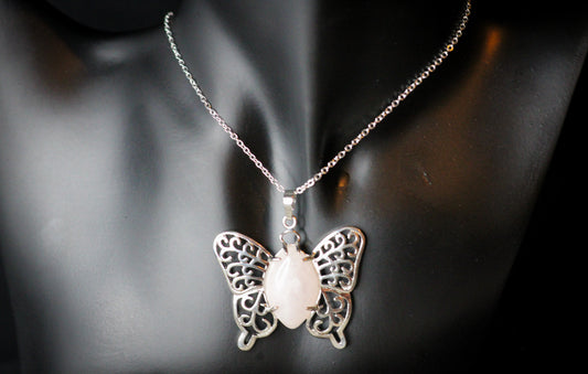Rose Quartz Butterfly Pendant